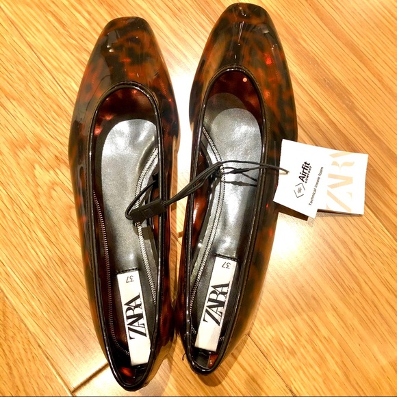 NWT Zara Tortoise Shell Effect Soft Ballet Flats - Picture 5 of 8